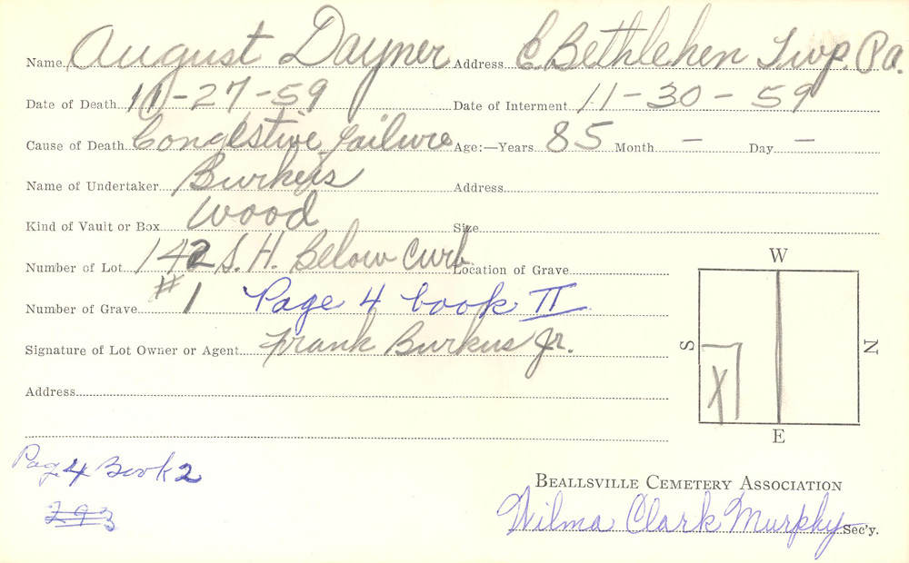 burial card